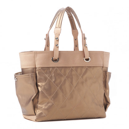 Chanel Metallic Coated Canvas Large Paris Biarritz Tote Gold 4 of 11