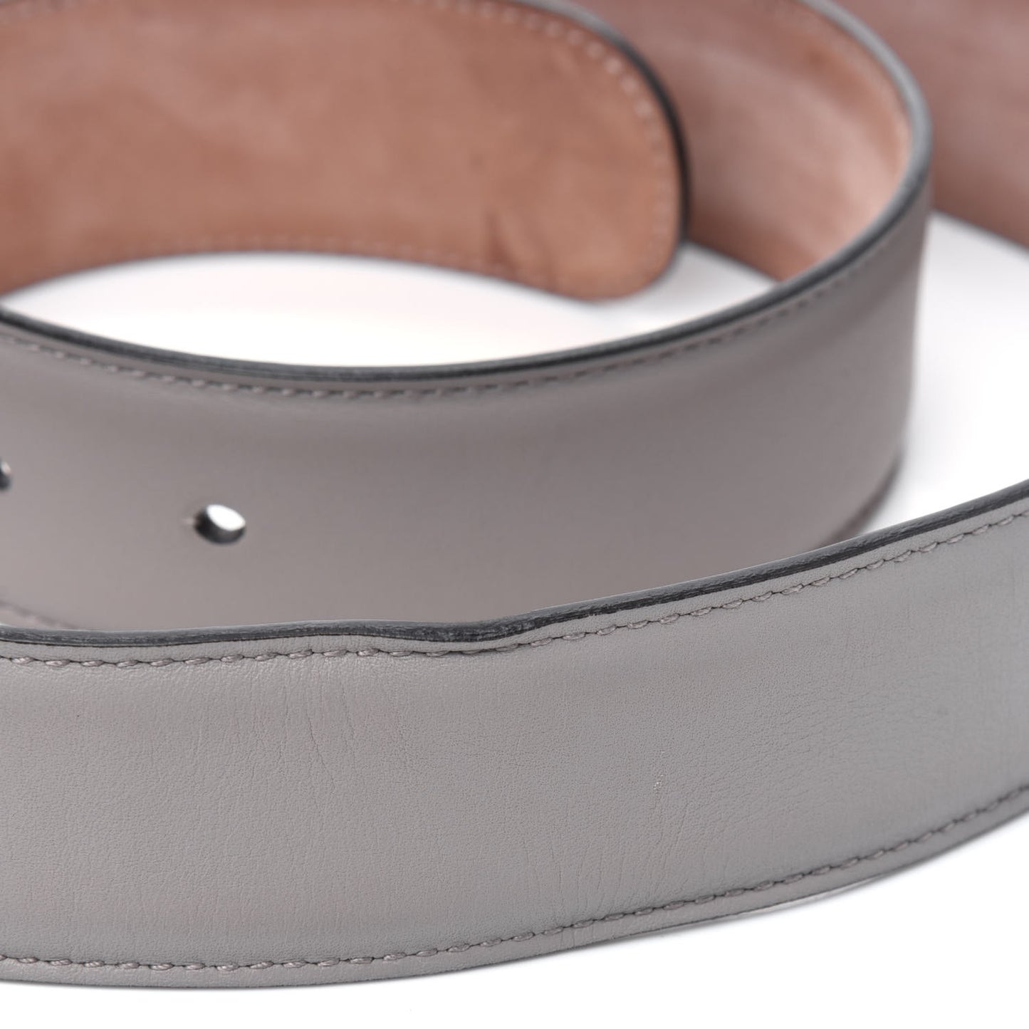Moon Calfskin Interlocking G 37mm Belt 115 46 Storm Grey