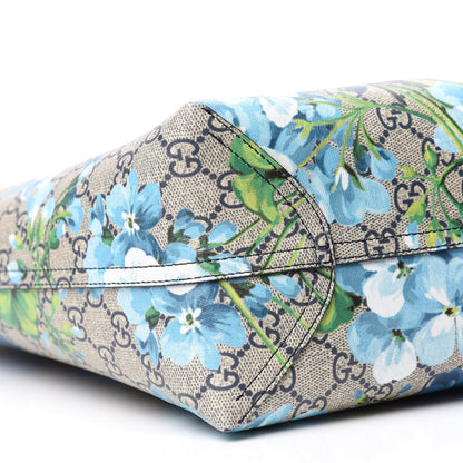 Gucci GG Supreme Monogram Blooms Medium Reversible Tote Beige Blue Navy 6 of 17