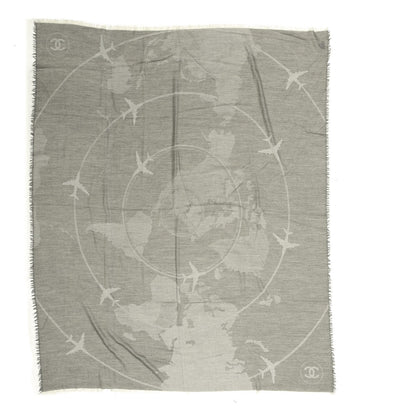 Chanel Cashmere Airplane CC Fringe Scarf Grey 1 of 5