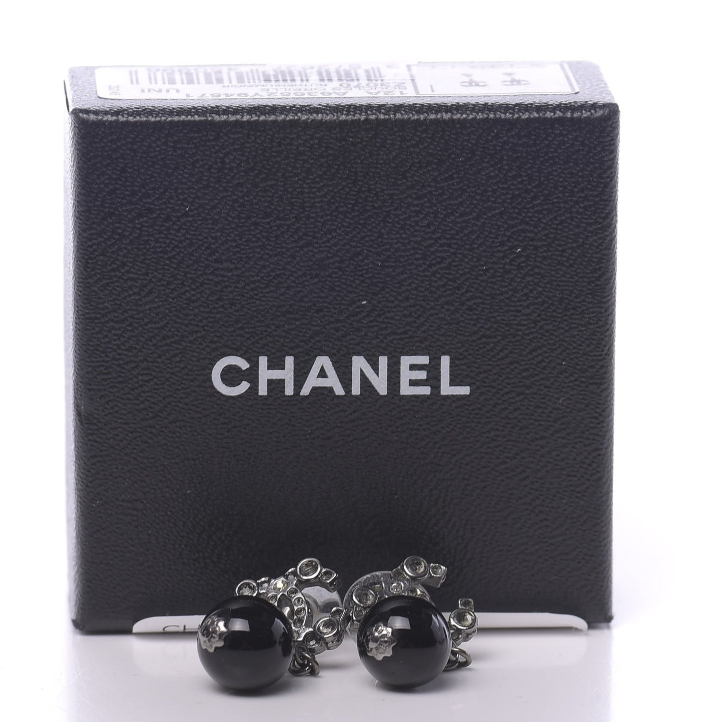 Ruthenium CC Bead Drop Earrings Black