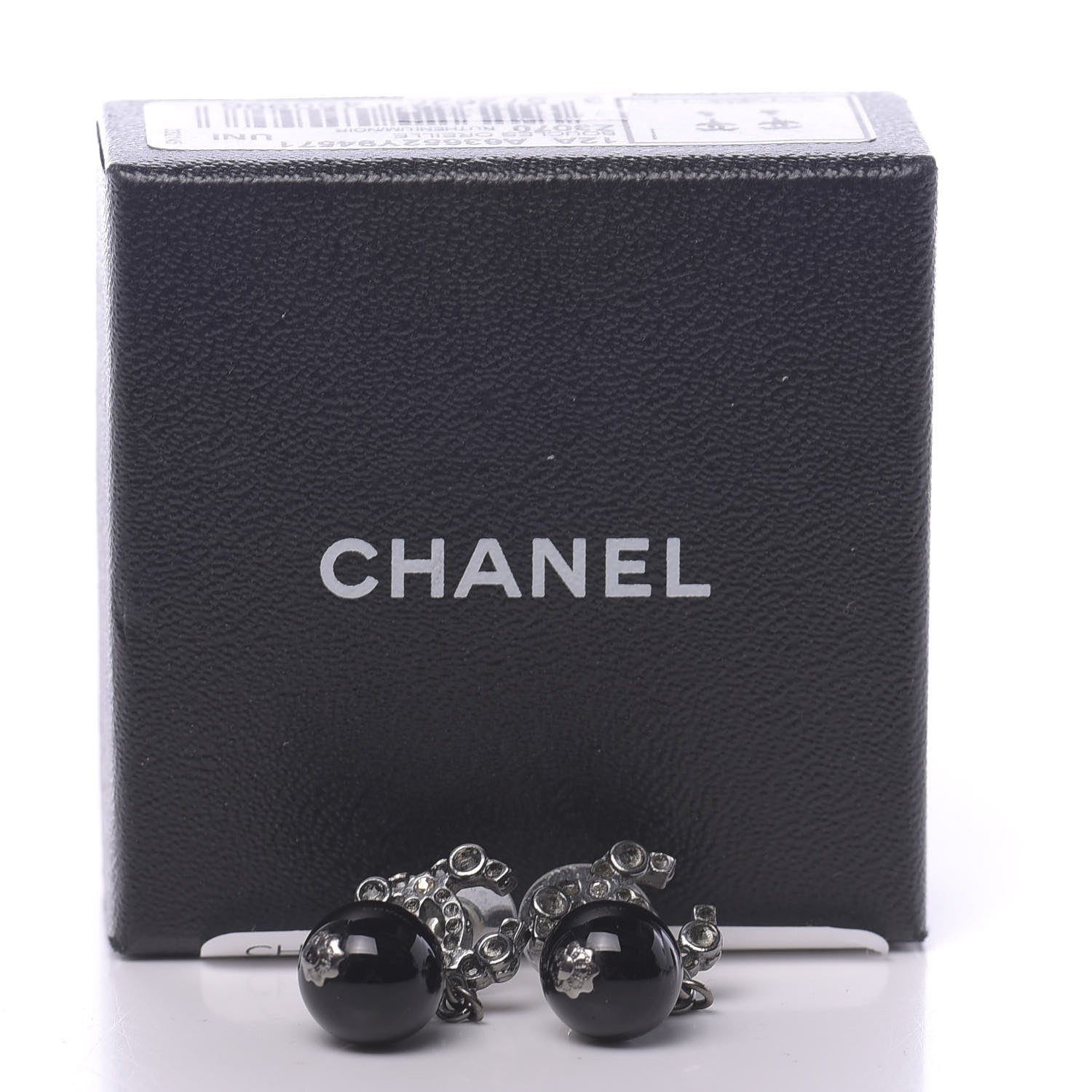 Chanel Ruthenium CC Bead Drop Earrings Black 5 of 5
