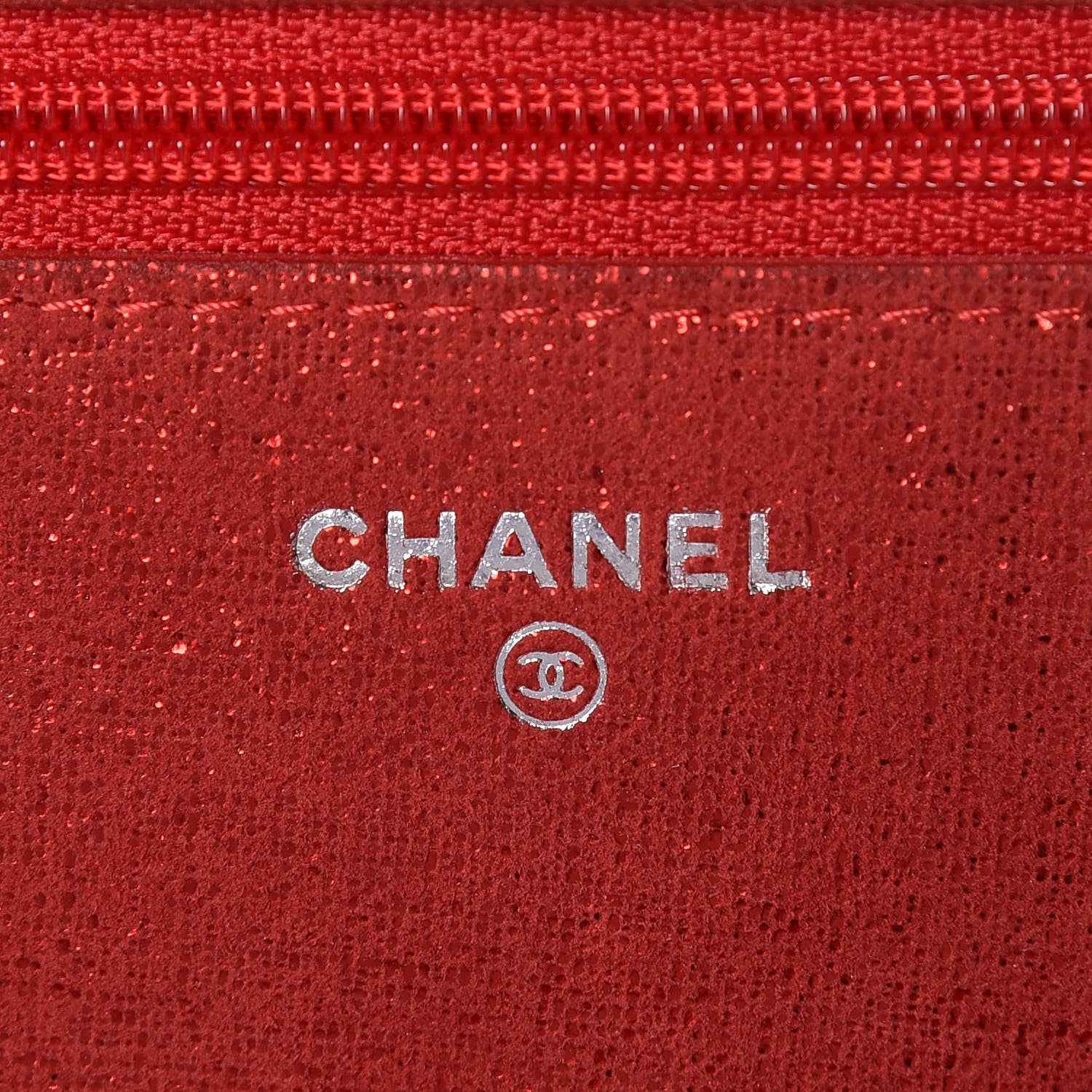 Chanel Metallic Iridescent Calfskin Wallet On Chain WOC Red 6 of 9