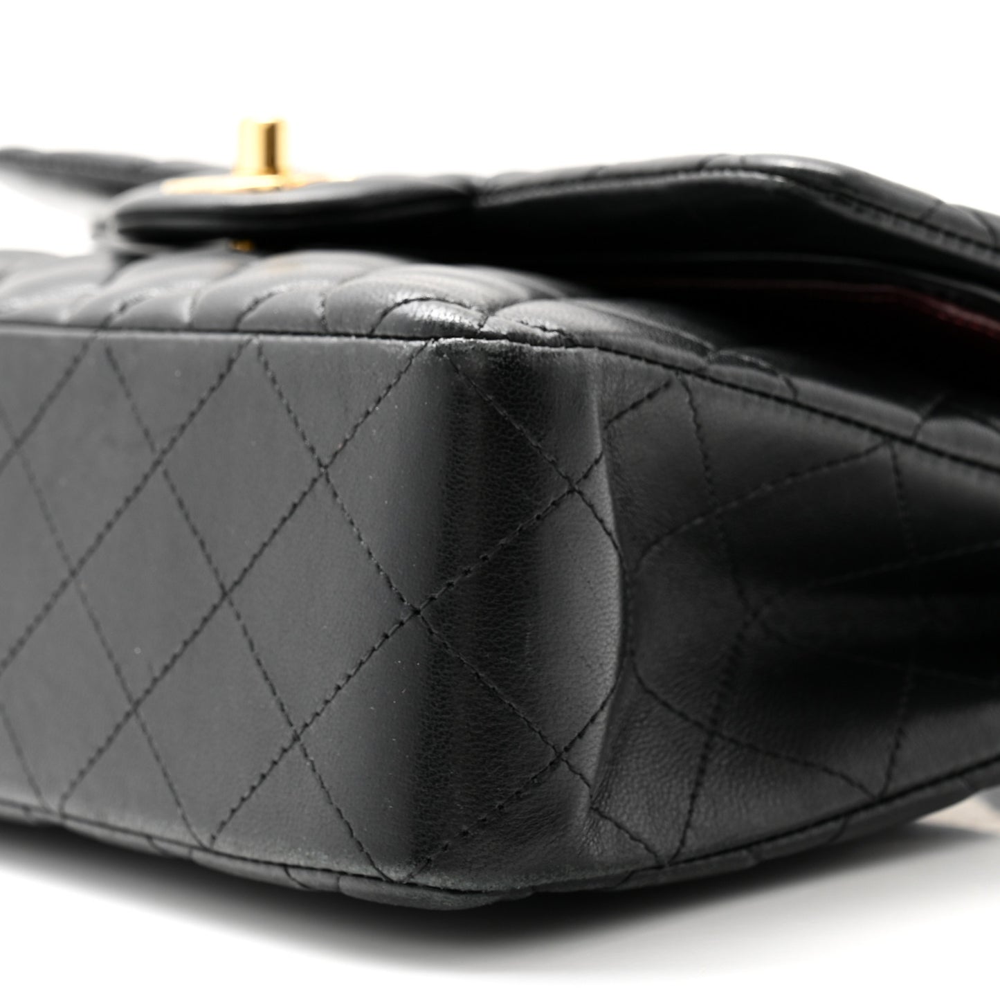 Lambskin Quilted Small Double Flap Black