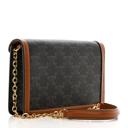 Celine Triomphe Canvas Calfskin Wallet on Chain Tan 3 of 10
