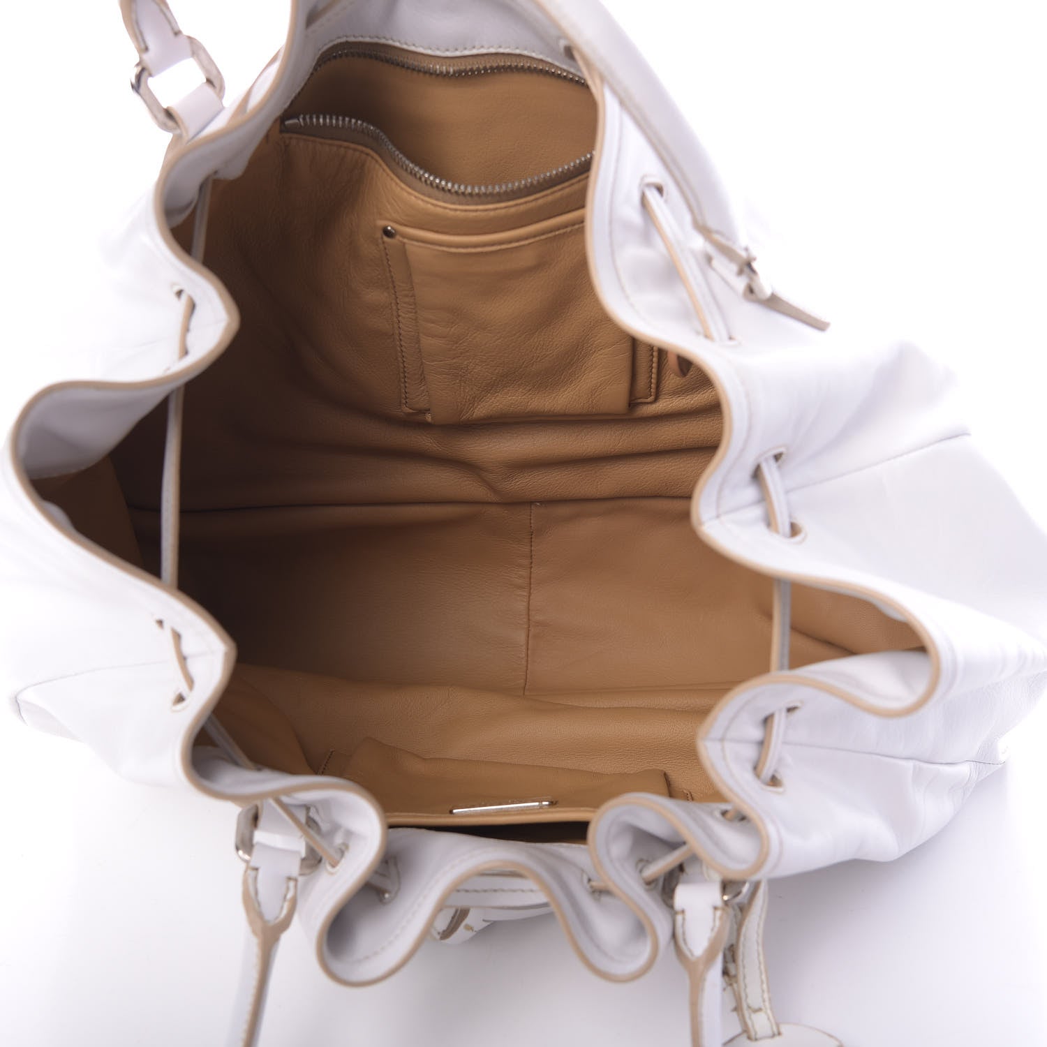 Prada Nappa Soft Drawstring Tote White 5 of 14