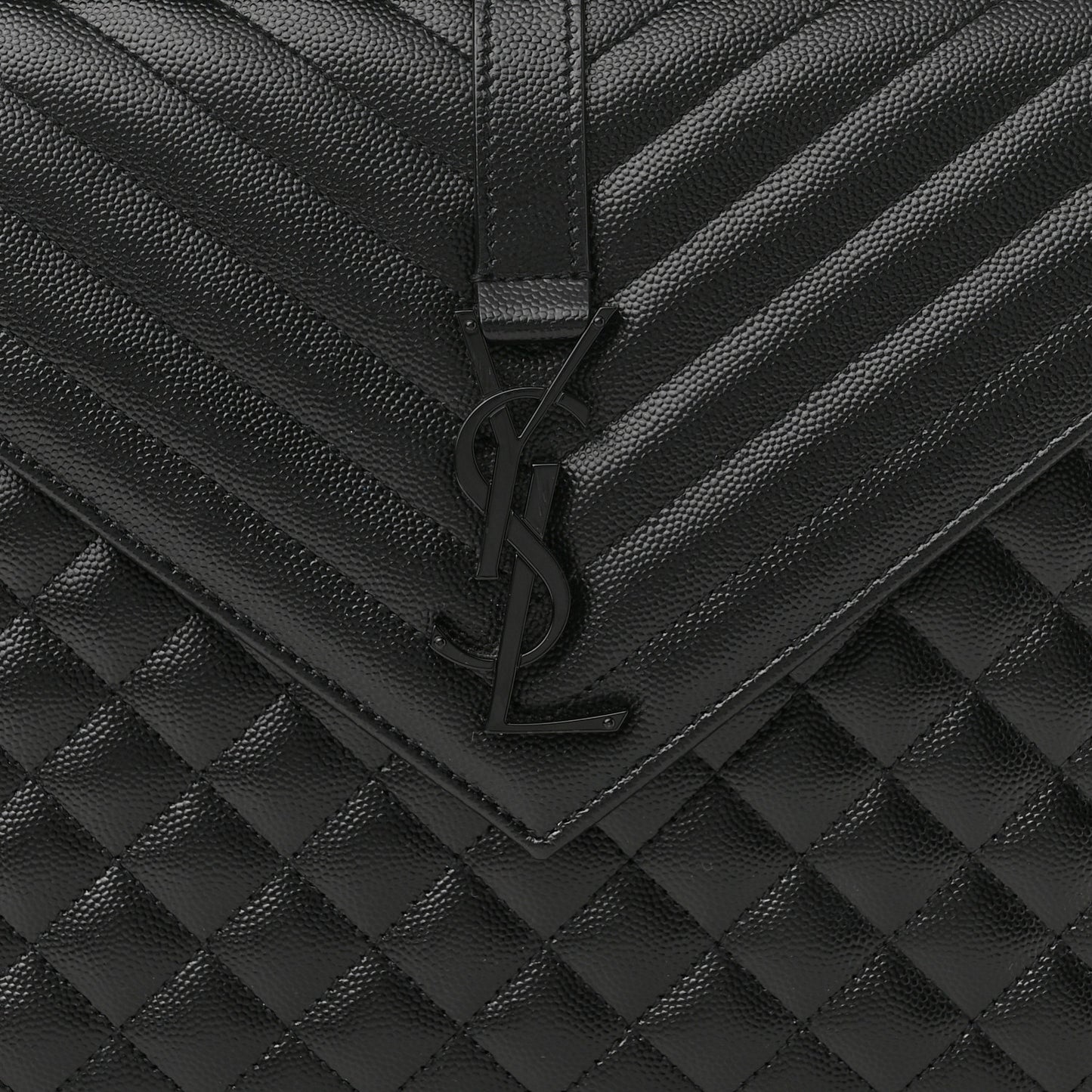Grain De Poudre Textured Mixed Matelasse Large Triquilt Monogram Monochrome Satchel Black