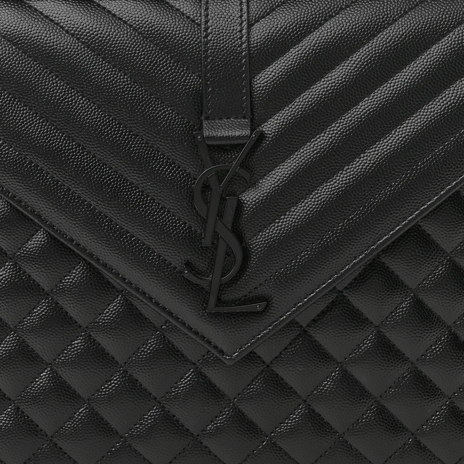 Saint Laurent Grain De Poudre Textured Mixed Matelasse Large Triquilt Monogram Monochrome Satchel Black 8 of 10