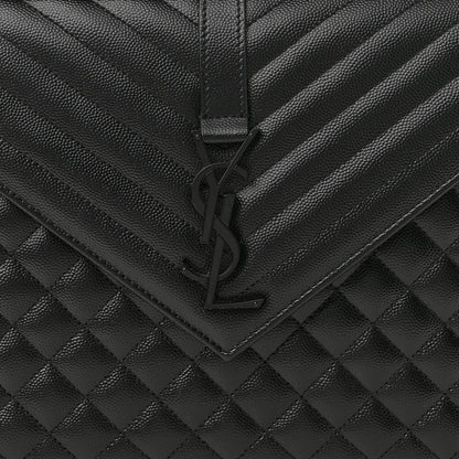 Saint Laurent Grain De Poudre Textured Mixed Matelasse Large Triquilt Monogram Monochrome Satchel Black 8 of 10
