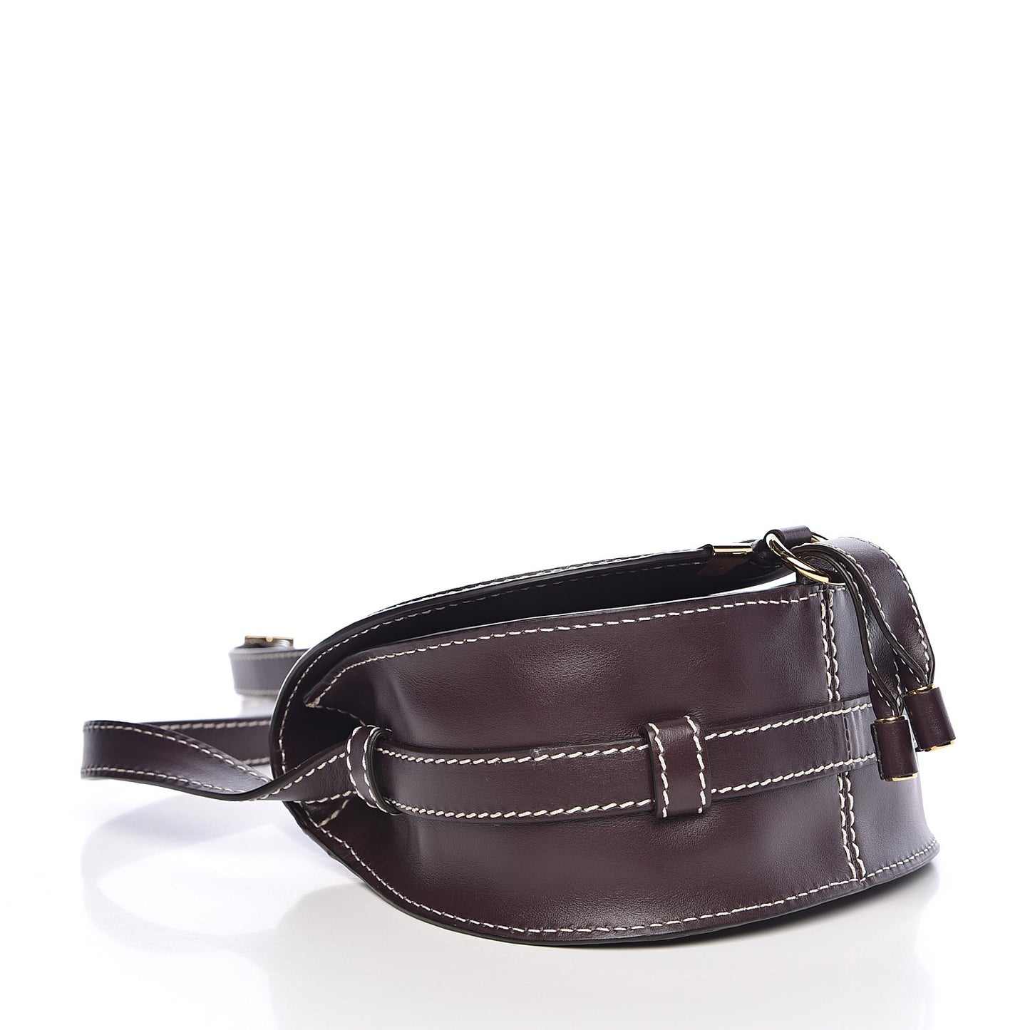 Shiny Calfskin Mini Marcie Round Crossbody Bag Black Raisin