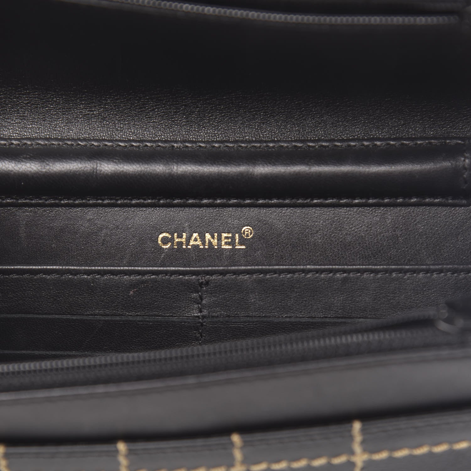Chanel Calfskin Stitched Square Quilted Wallet On Chain WOC Black 6 of 15