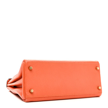 Hermes Taurillon Clemence Kelly Retourne 28 Orange 4 of 11