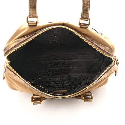 Prada Metallic Tessuto Nylon Saffiano Handbag Gold 5 of 8