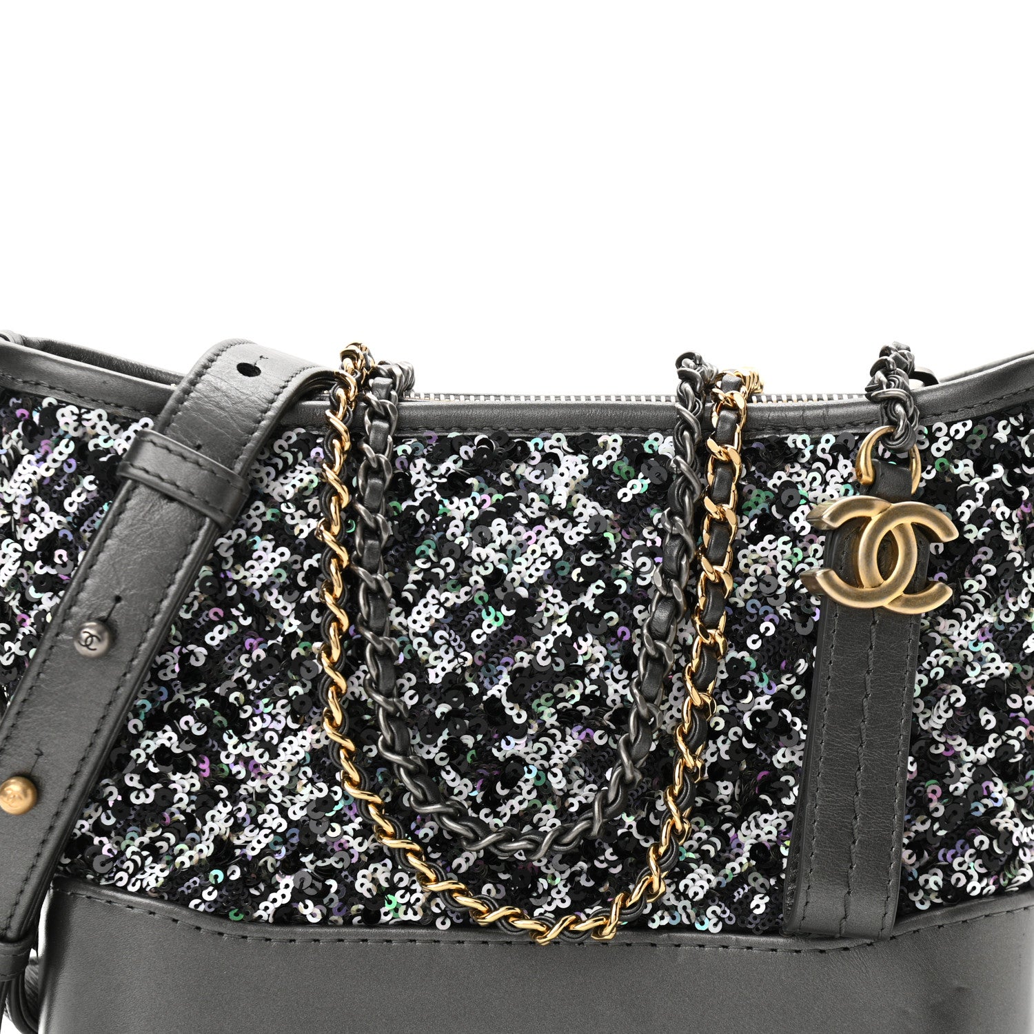 Chanel Sequin Calfskin Small Gabrielle Hobo Black 8 of 10