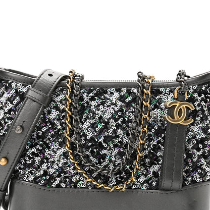 Chanel Sequin Calfskin Small Gabrielle Hobo Black 8 of 10