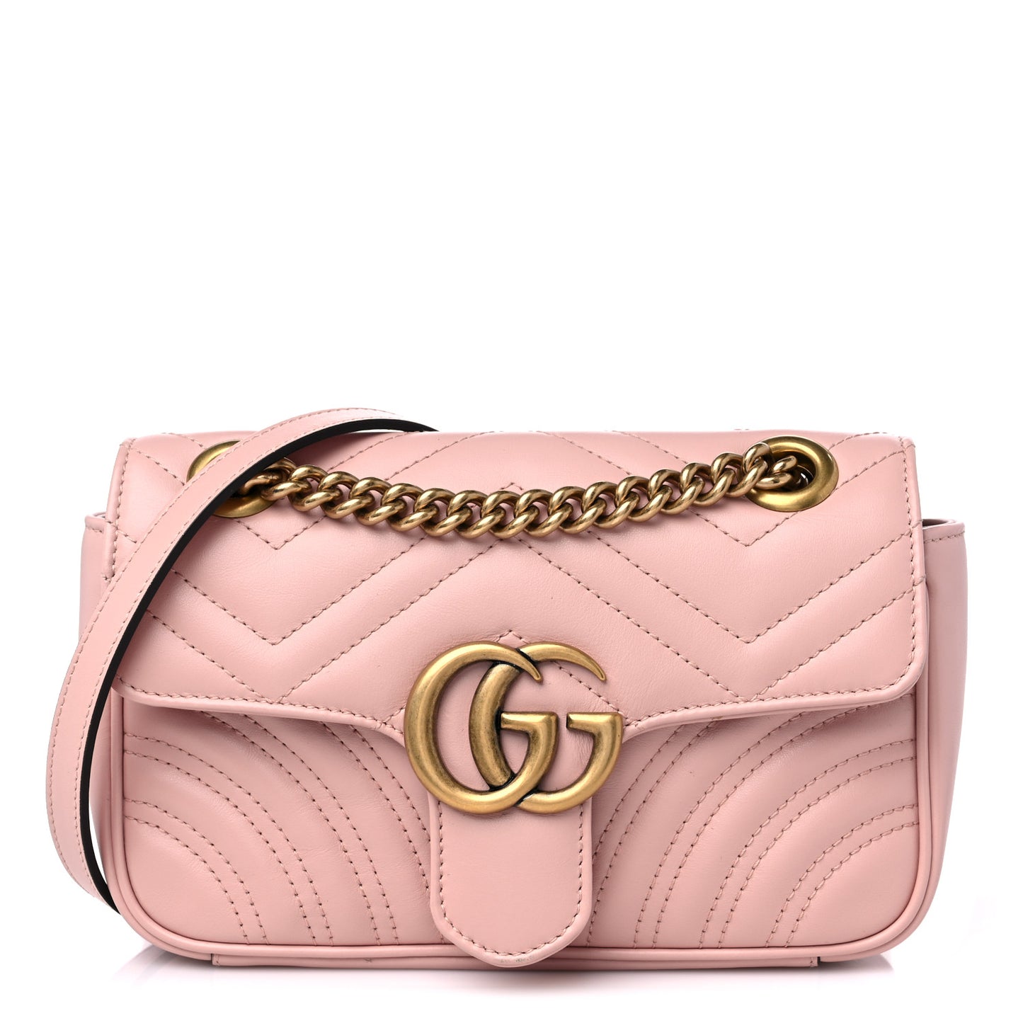 Calfskin Matelasse Mini GG Marmont Shoulder Bag Perfect Pink