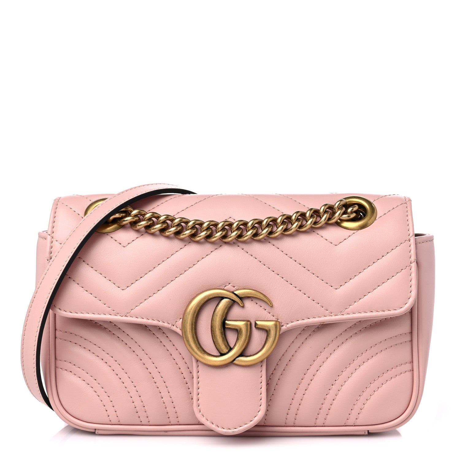 Gucci Calfskin Matelasse Mini GG Marmont Shoulder Bag Perfect Pink 1 of 11