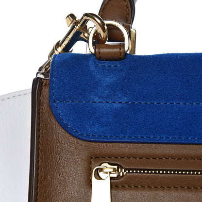 Celine Smooth Calfskin Suede Medium Tri-Color Trapeze Bright Blue 12 of 15