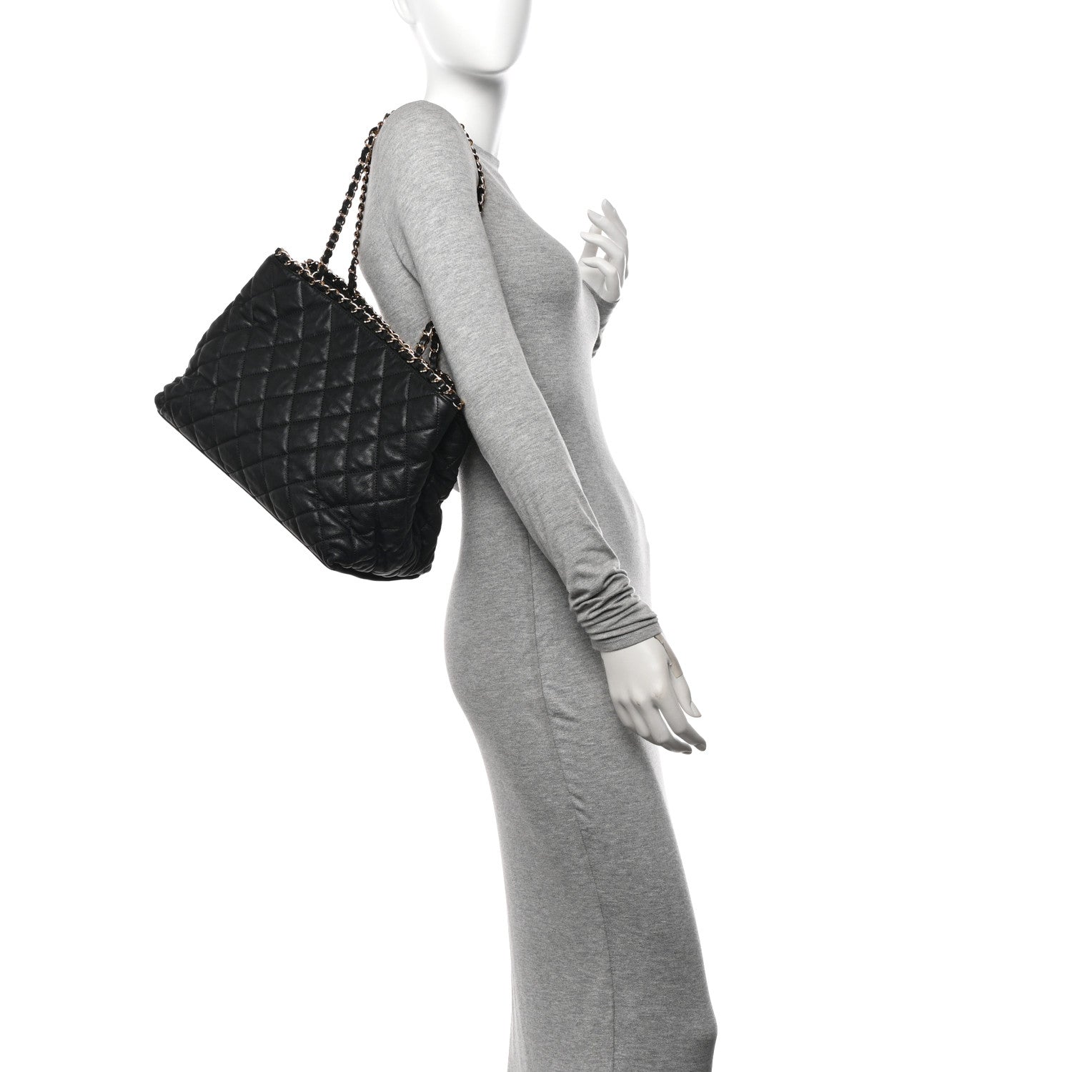 Chanel Calfskin Quilted Small Chain Me Tote Black 2 of 10