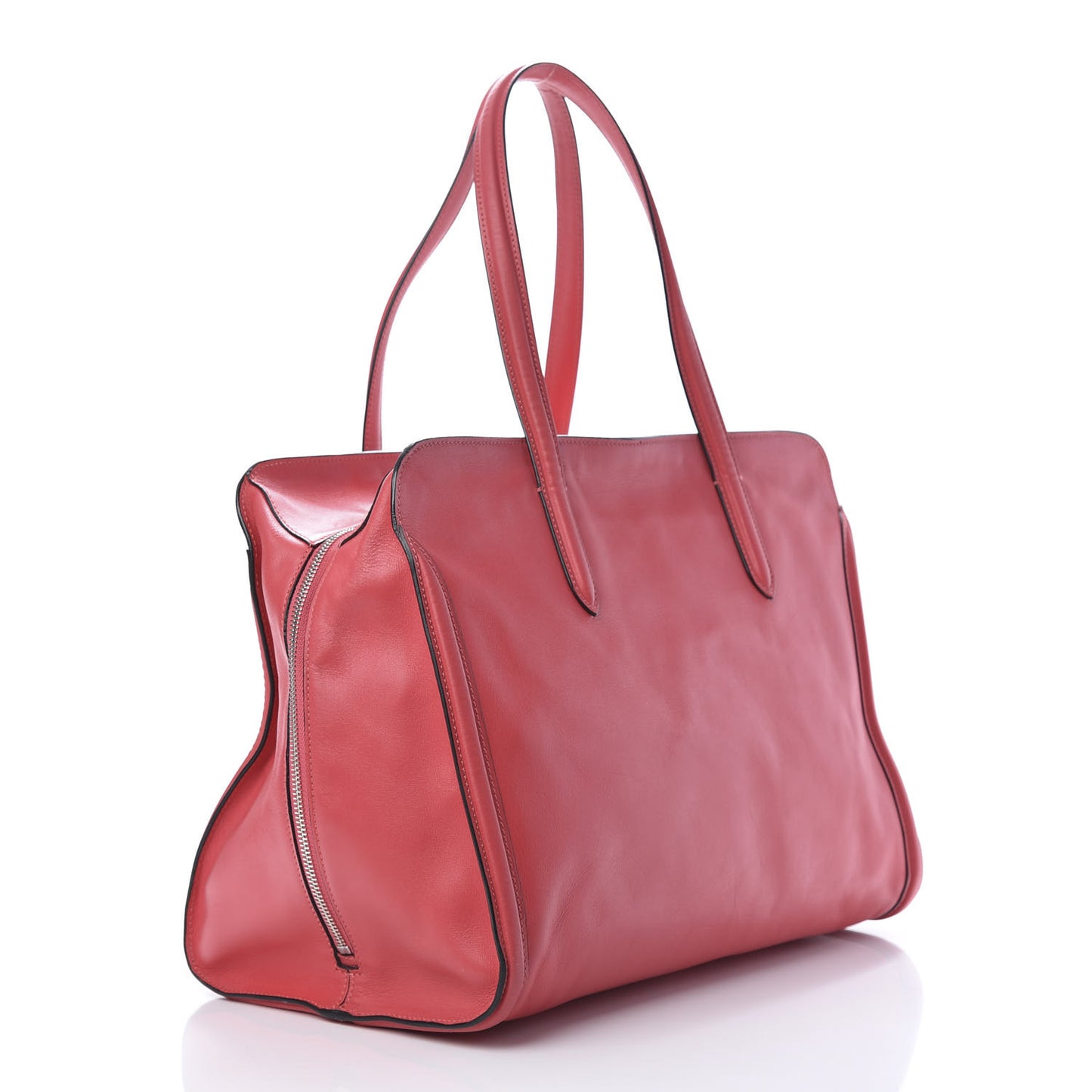 Pebbled Calfskin Large Skull Padlock Zip Around Tote Pink