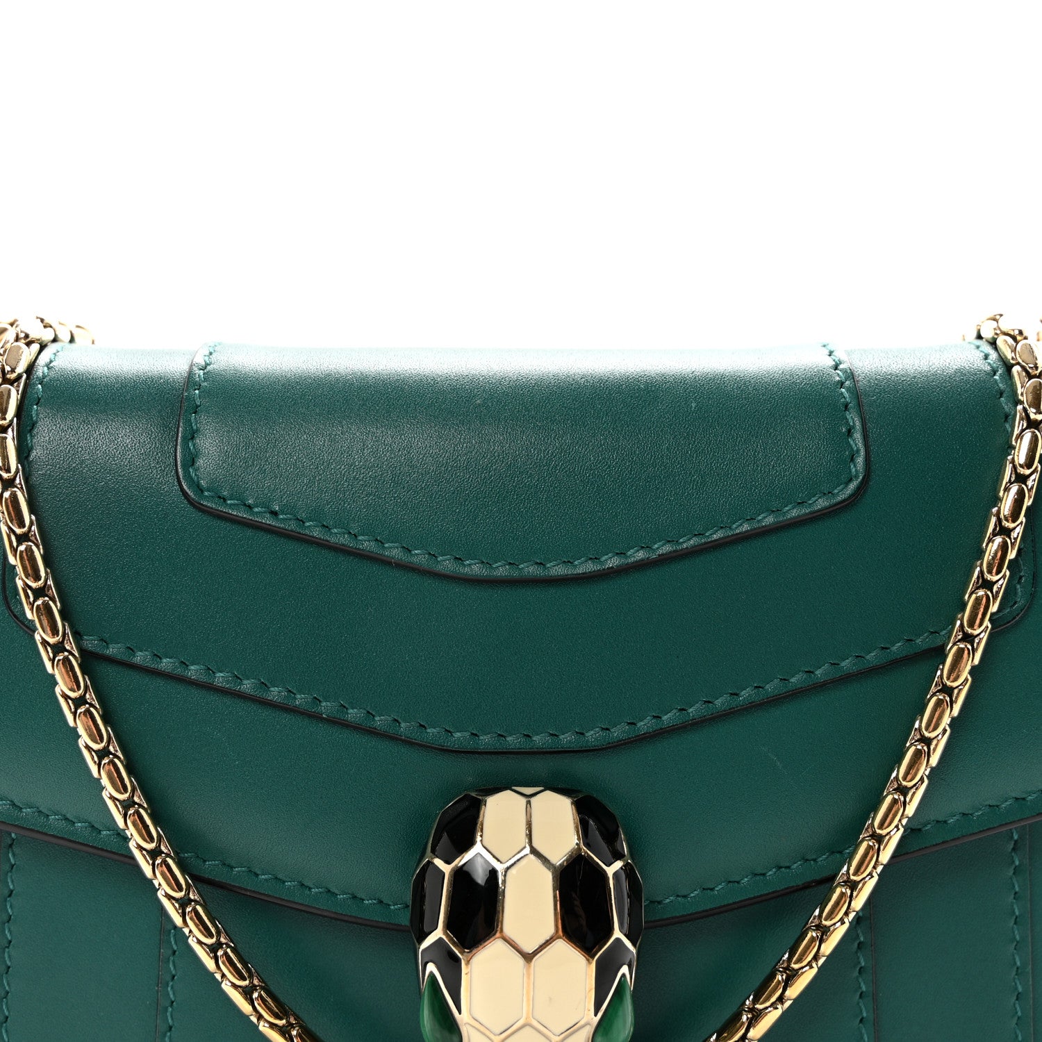 Bulgari Calfskin Small Serpenti Forever Snake Strap Crossbody Bag Emerald Green 7 of 9