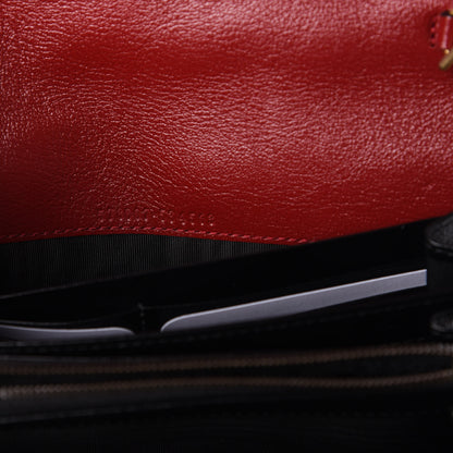 Gucci Vintage Effect Calfskin Matelasse Diagonal Torchon GG Marmont Chain Wallet Black Romantic Cherry 6 of 10