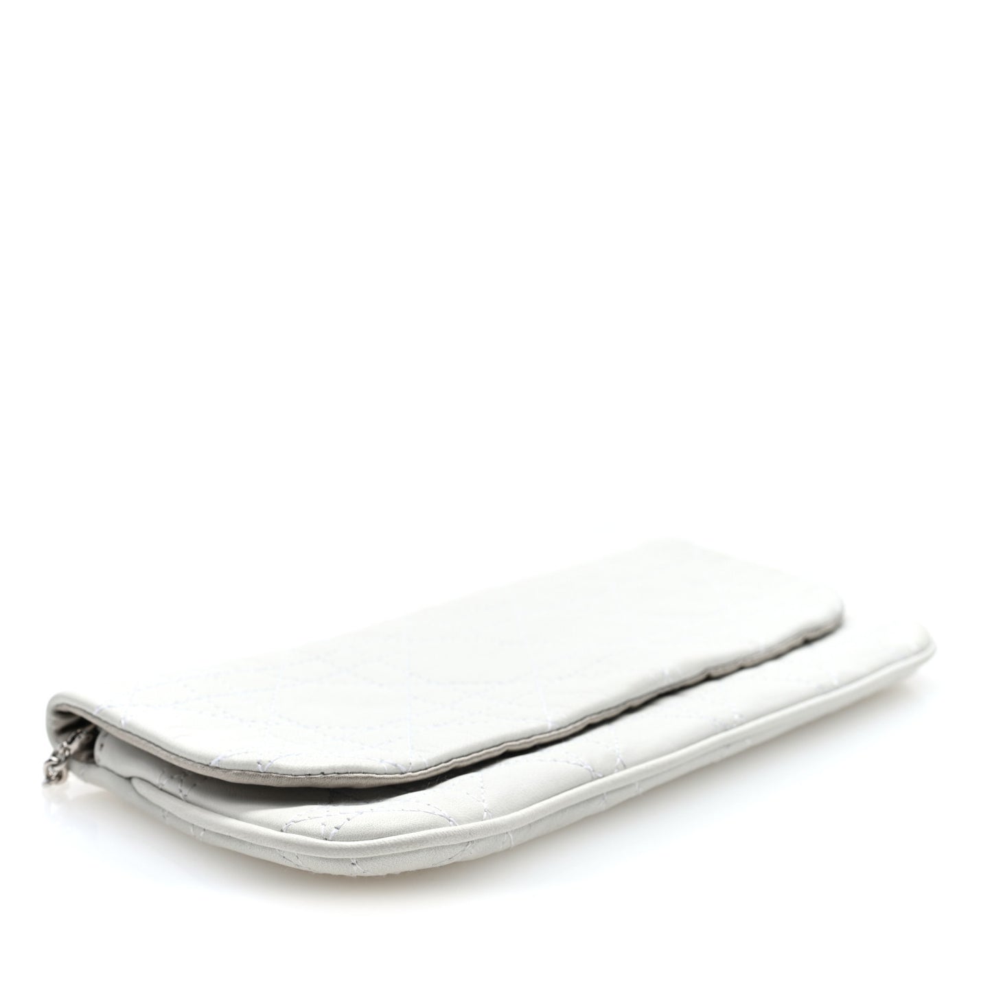 Lambskin Cannage Lady Dior Chain Clutch White