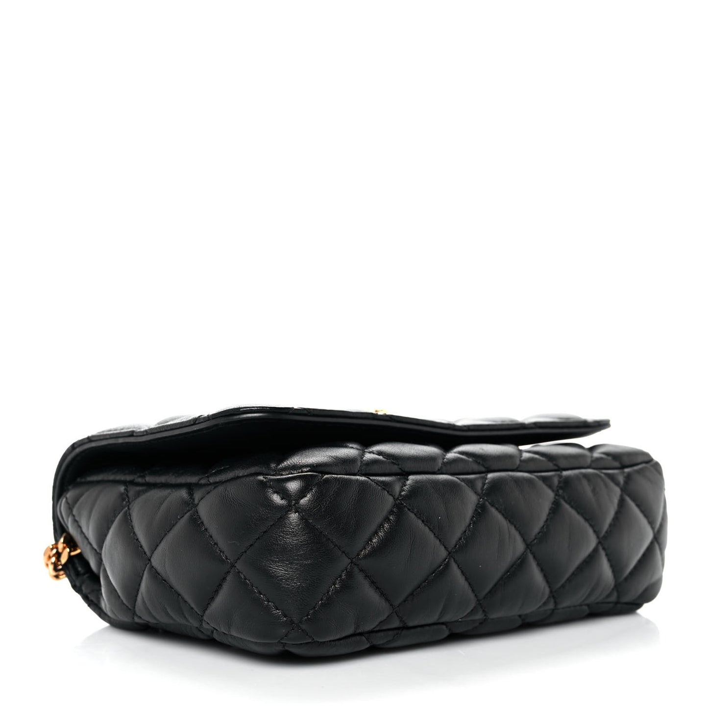 Nappa Quilted Small Medusa Chain Crossbody Black