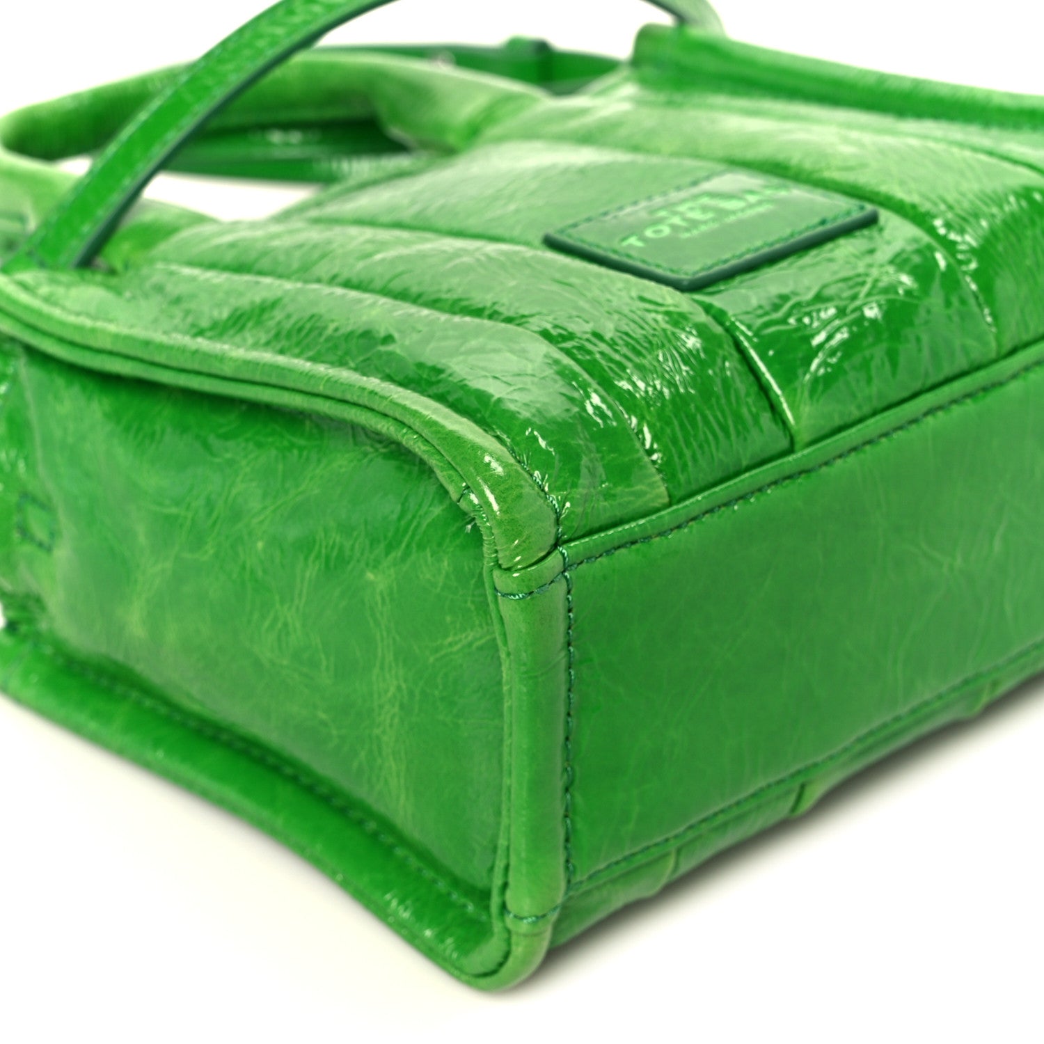 Marc Jacobs Shiny Crinkled Calfskin Mini The Tote Bag Fern Green 9 of 10