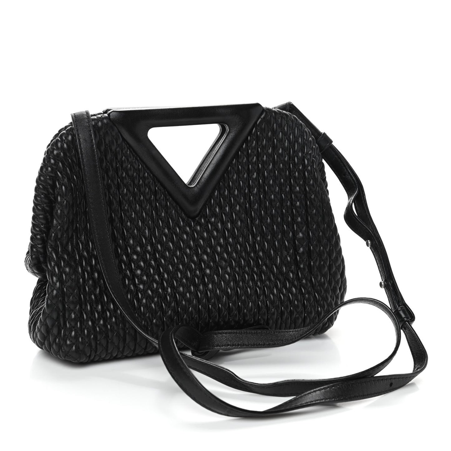 Lambskin Knit Small The Point Triangle Bag Black