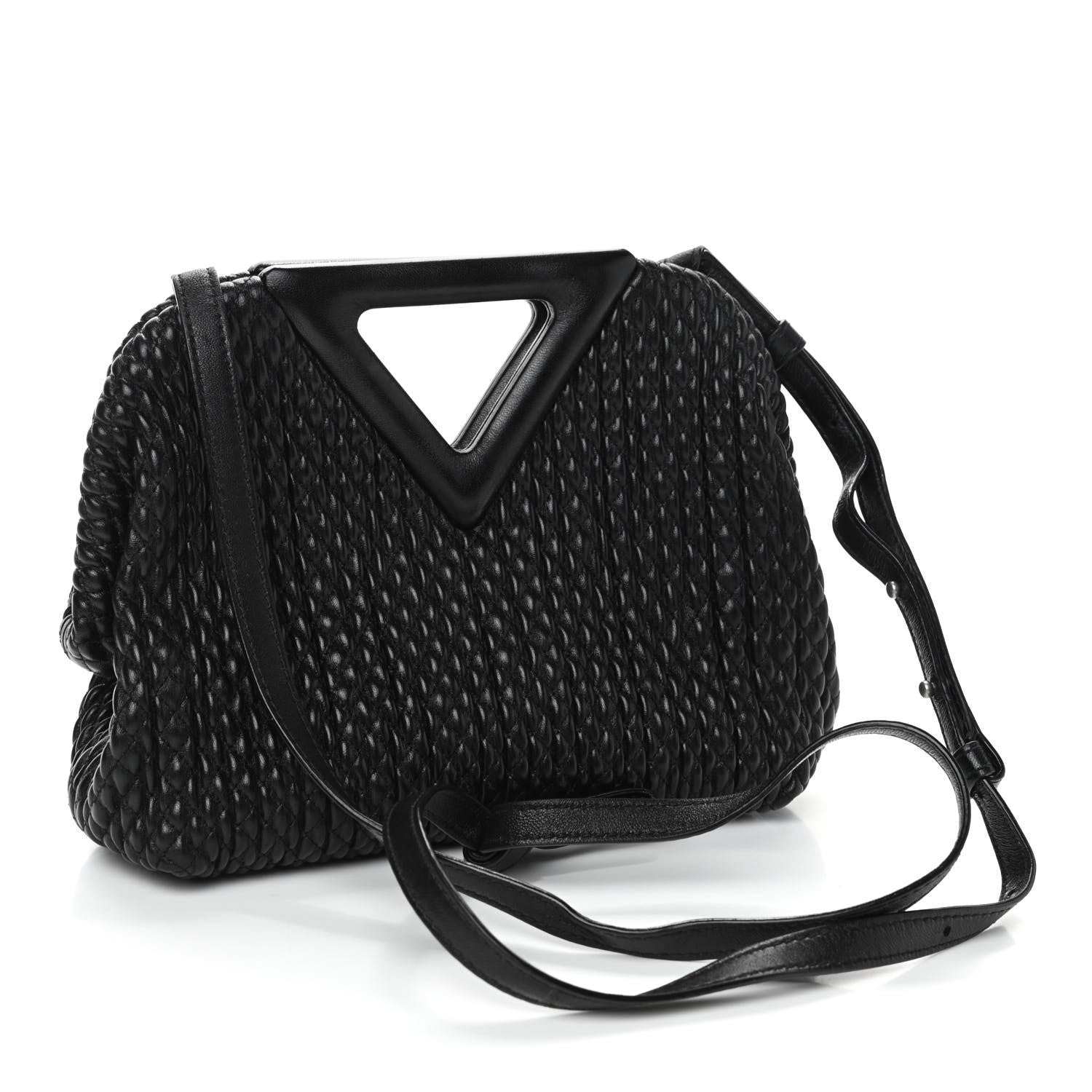 Bottega Veneta Lambskin Knit Small The Point Triangle Bag Black 2 of 6