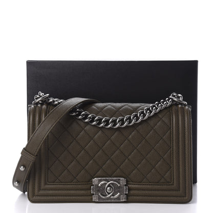 Chanel Caviar Quilted Medium Boy Flap Khaki 11 of 11