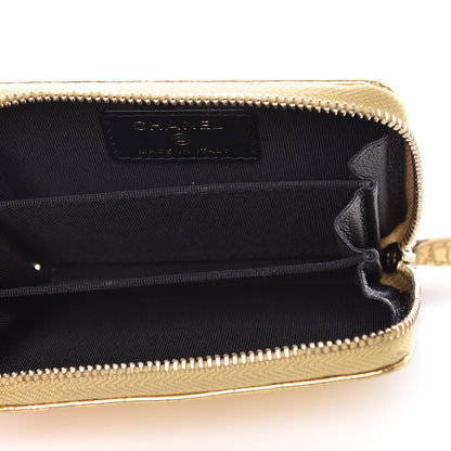 Chanel Metallic Calfskin Crocodile Embossed Cocodile Zip Coin Case Gold 5 of 8