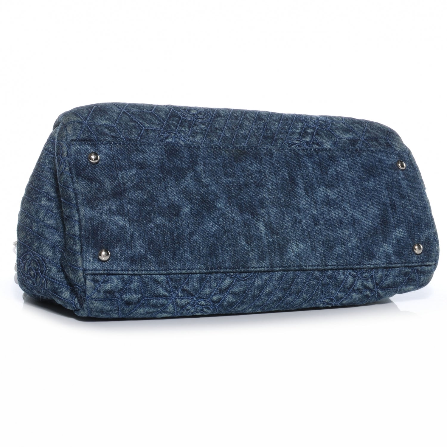 Chanel Denim Camellia Embroidered Large Just Mademoiselle Blue 4 of 7
