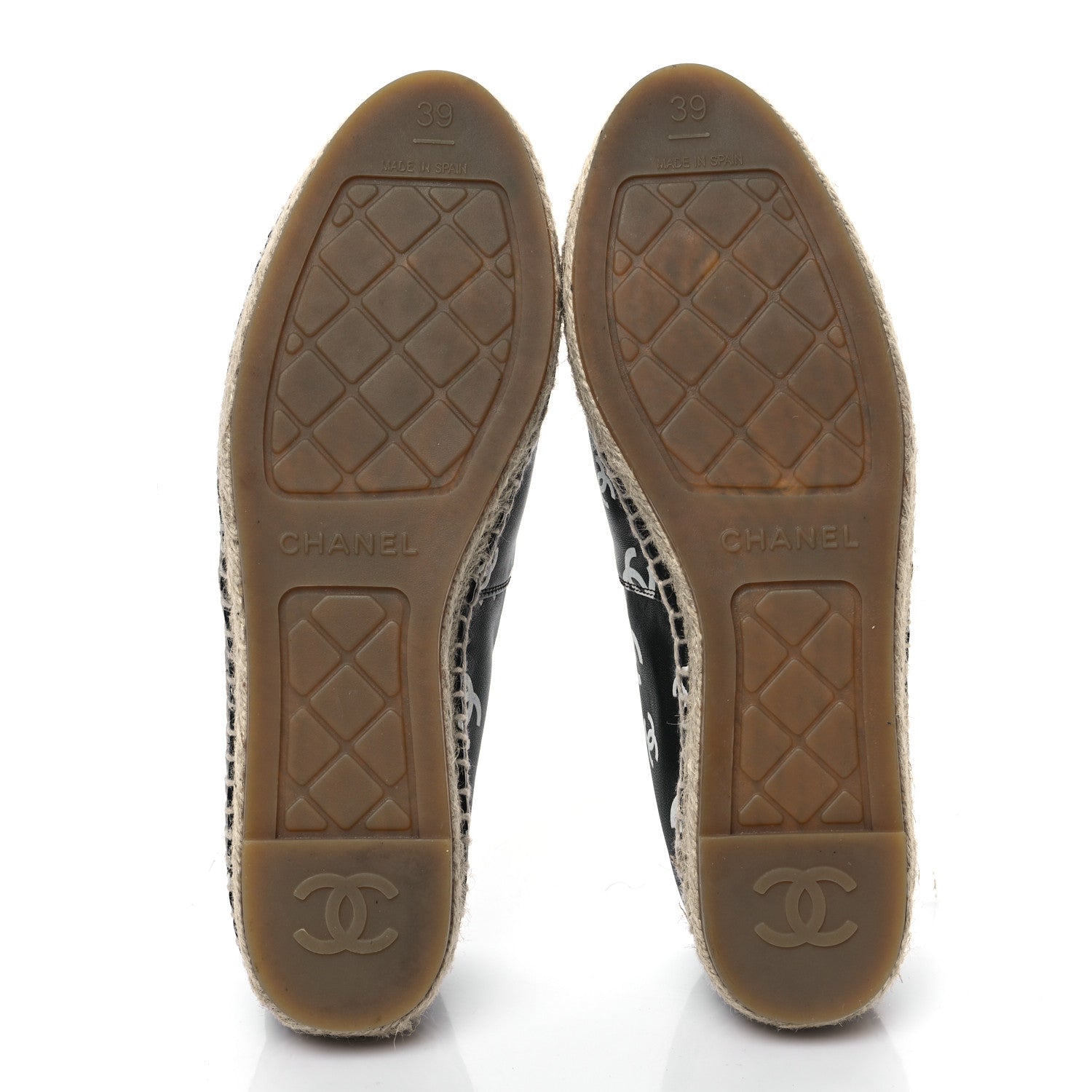 Chanel Lambskin Printed CC Espadrilles 39 Black White 5 of 9