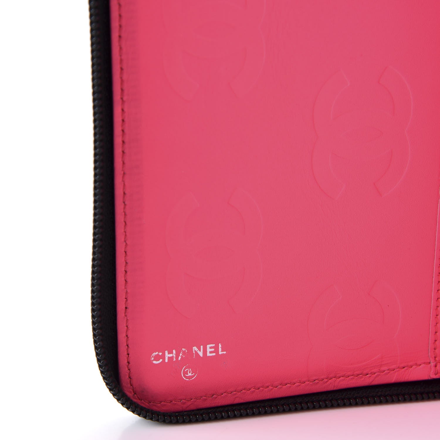 Chanel Calfskin Cambon Zip Around Organizer Wallet Black White 10 of 17