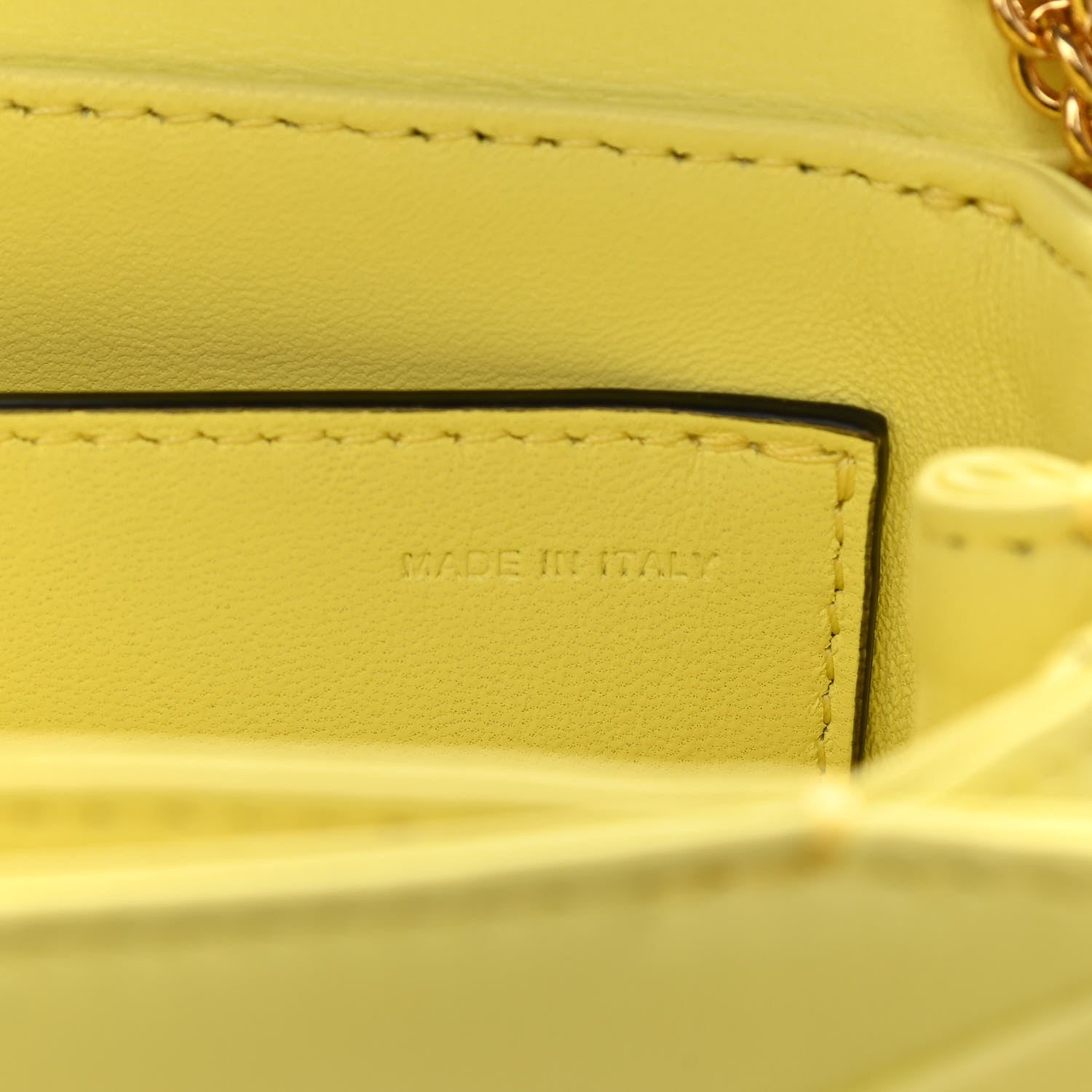 Valentino Garavani Nappa One Stud Chain Clutch Pale Yellow 7 of 10