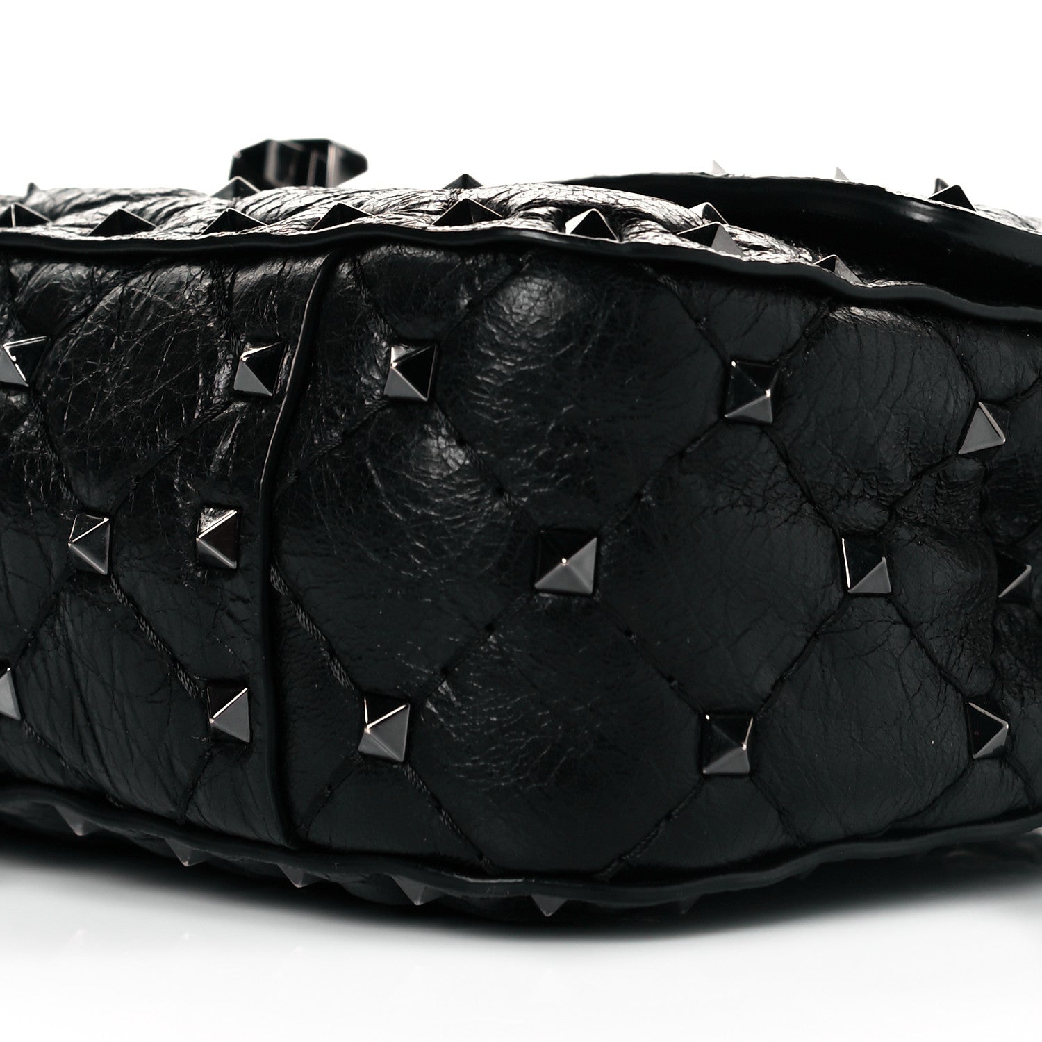 Valentino Garavani Craquele Nappa Small Rockstud Spike Shoulder Bag Black 7 of 7