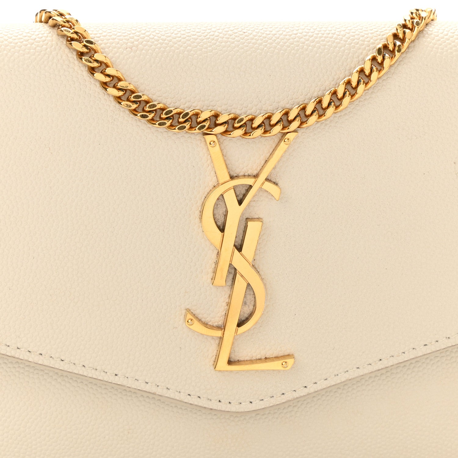 Saint Laurent Grain De Poudre Monogram Uptown Chain Wallet Crema Soft 9 of 11
