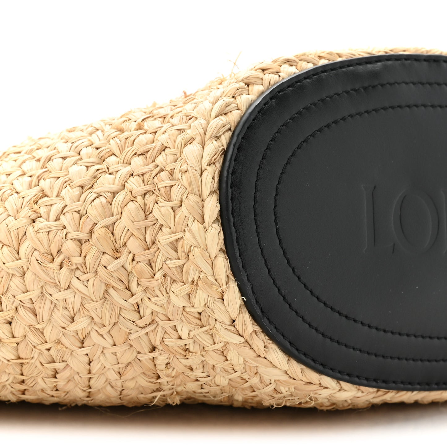 Raffia Nappa Calfskin Small Paseo Basket Bag Natural Black