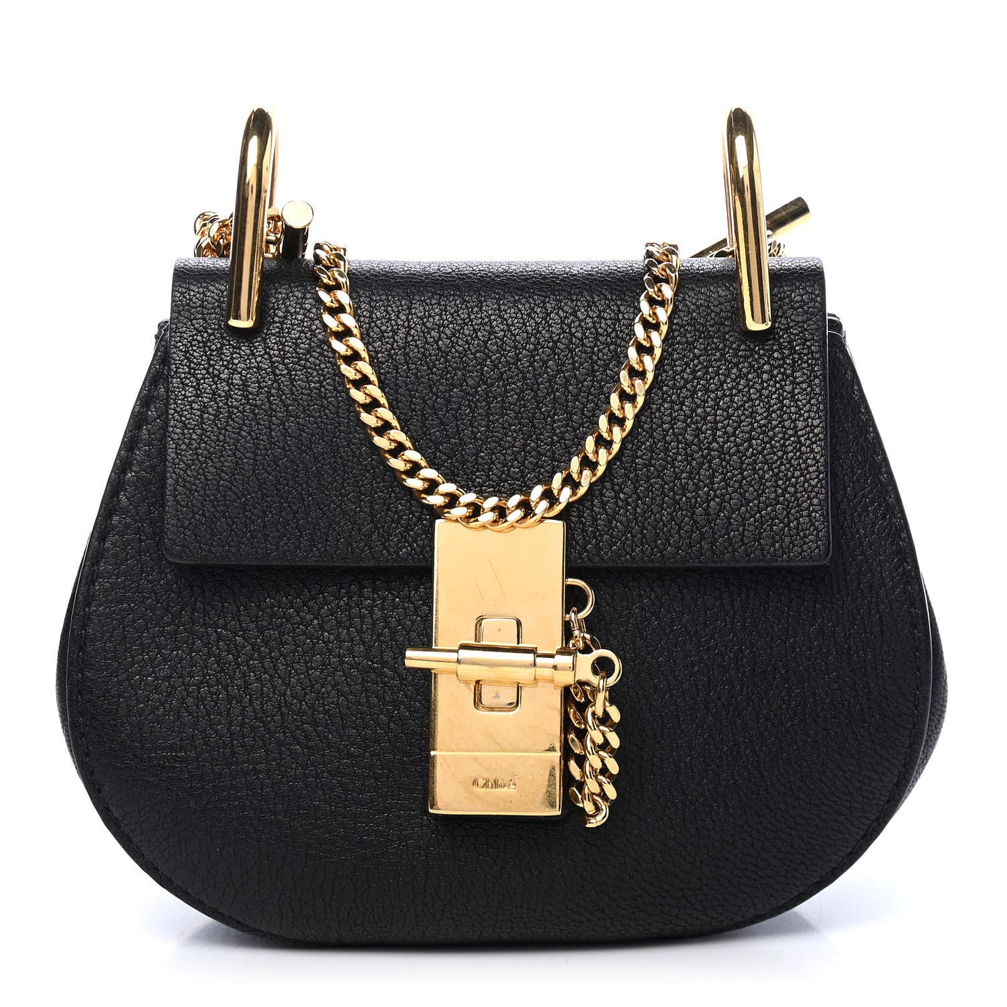 Grained Lambskin Mini Drew Shoulder Bag Black