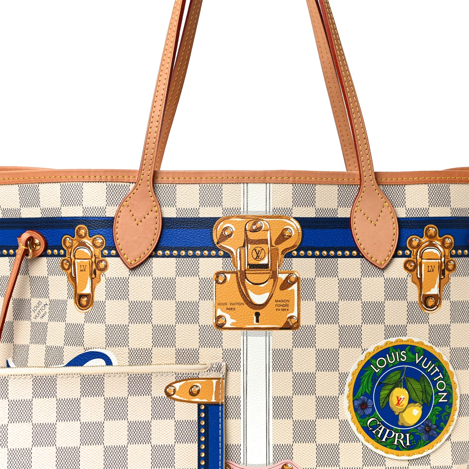 Louis Vuitton Damier Azur Summer Trunks Capri Neverfull MM 9 of 14