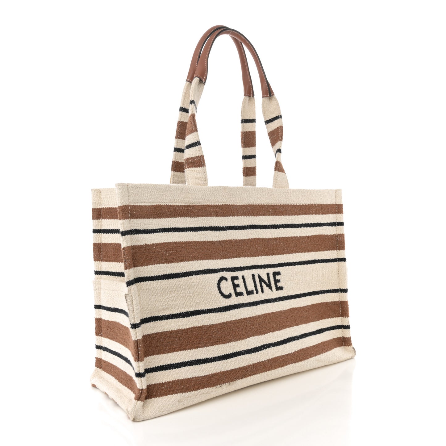 Jacquard Striped Large Cabas Thais White Brown