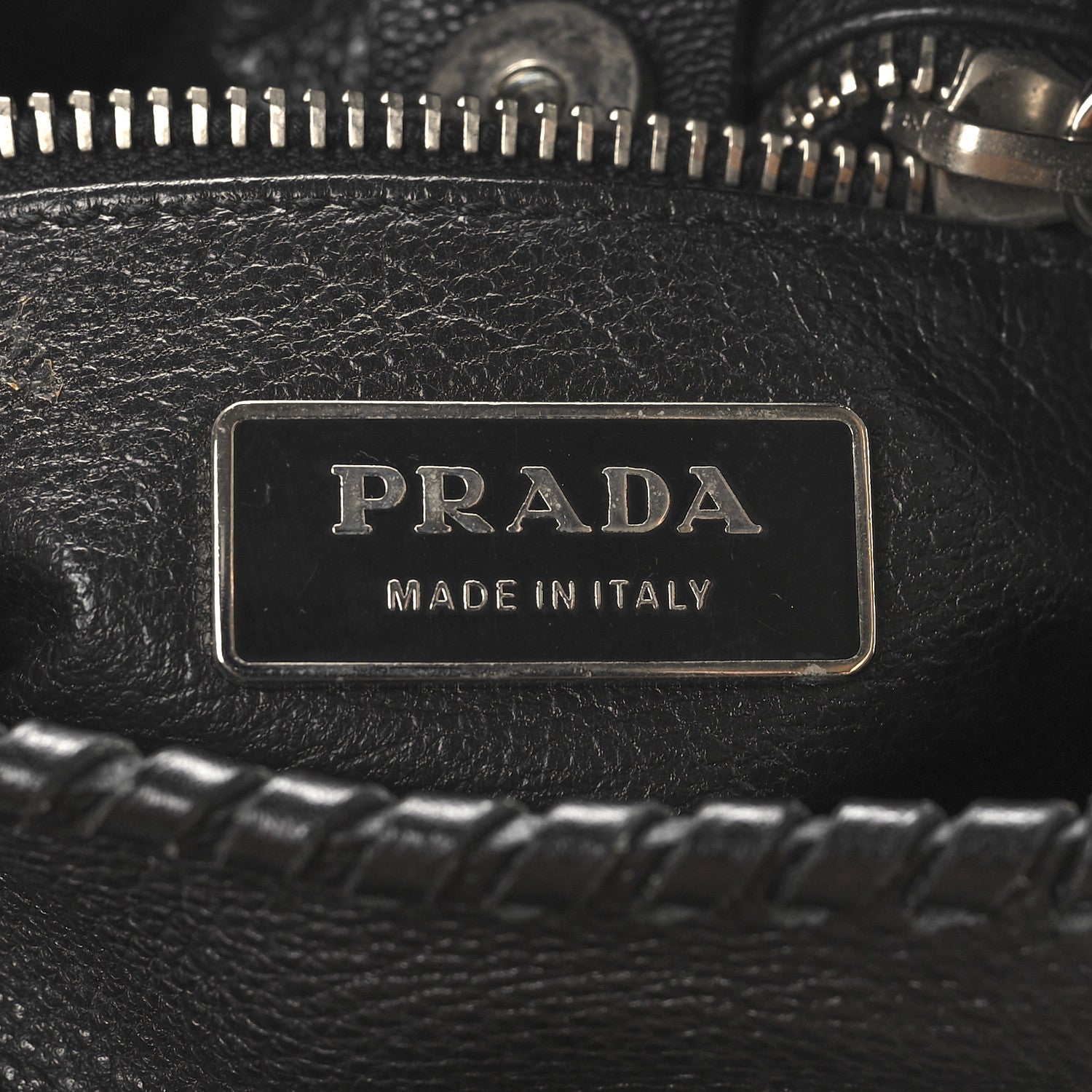 Prada Vitello Daino Chain Braided Hobo Black 6 of 11