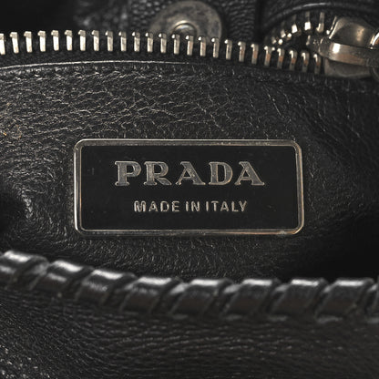 Prada Vitello Daino Chain Braided Hobo Black 6 of 11