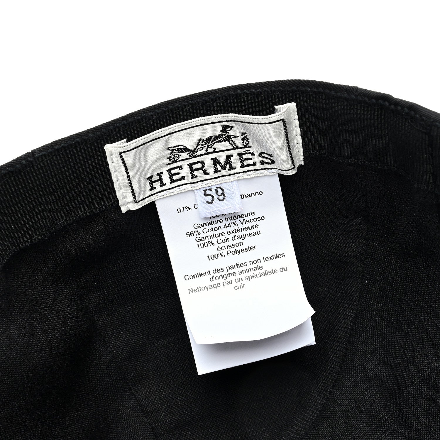 Hermes Cotton Miles H Circle Hat 59 Black 8 of 10