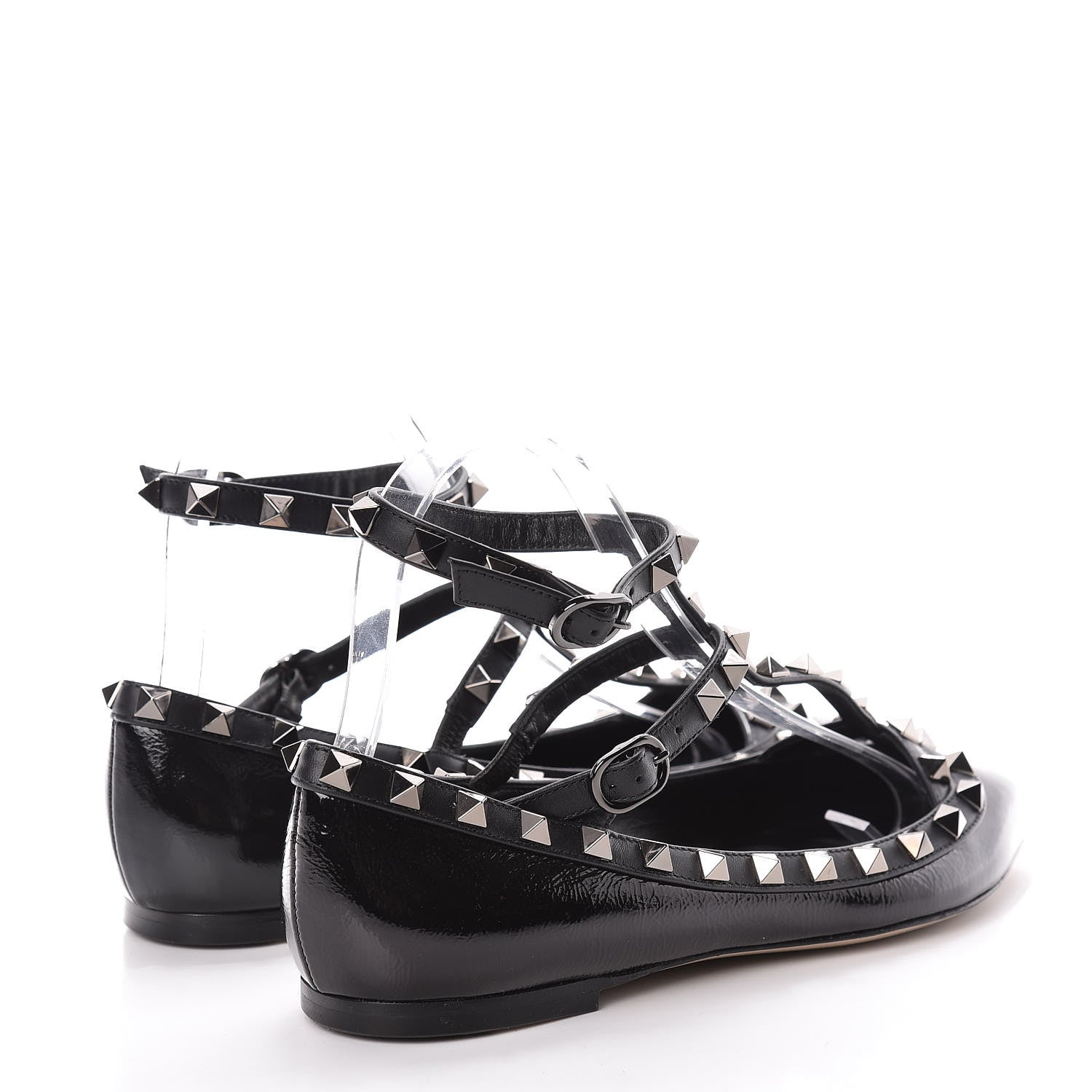 Valentino Garavani Patent Rockstud Cage Ballerina Flats 36 Black 4 of 9