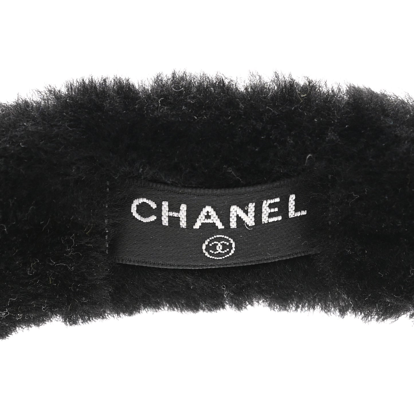 Shearling CC Ear Muffs Black White
