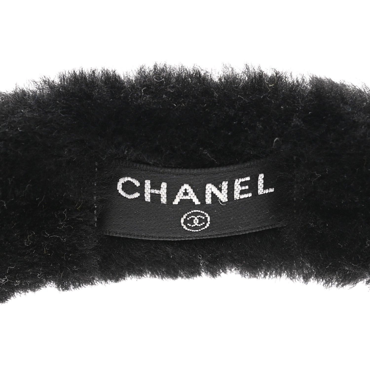 Chanel Shearling CC Ear Muffs Black White 5 of 5