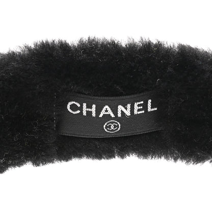Chanel Shearling CC Ear Muffs Black White 5 of 5